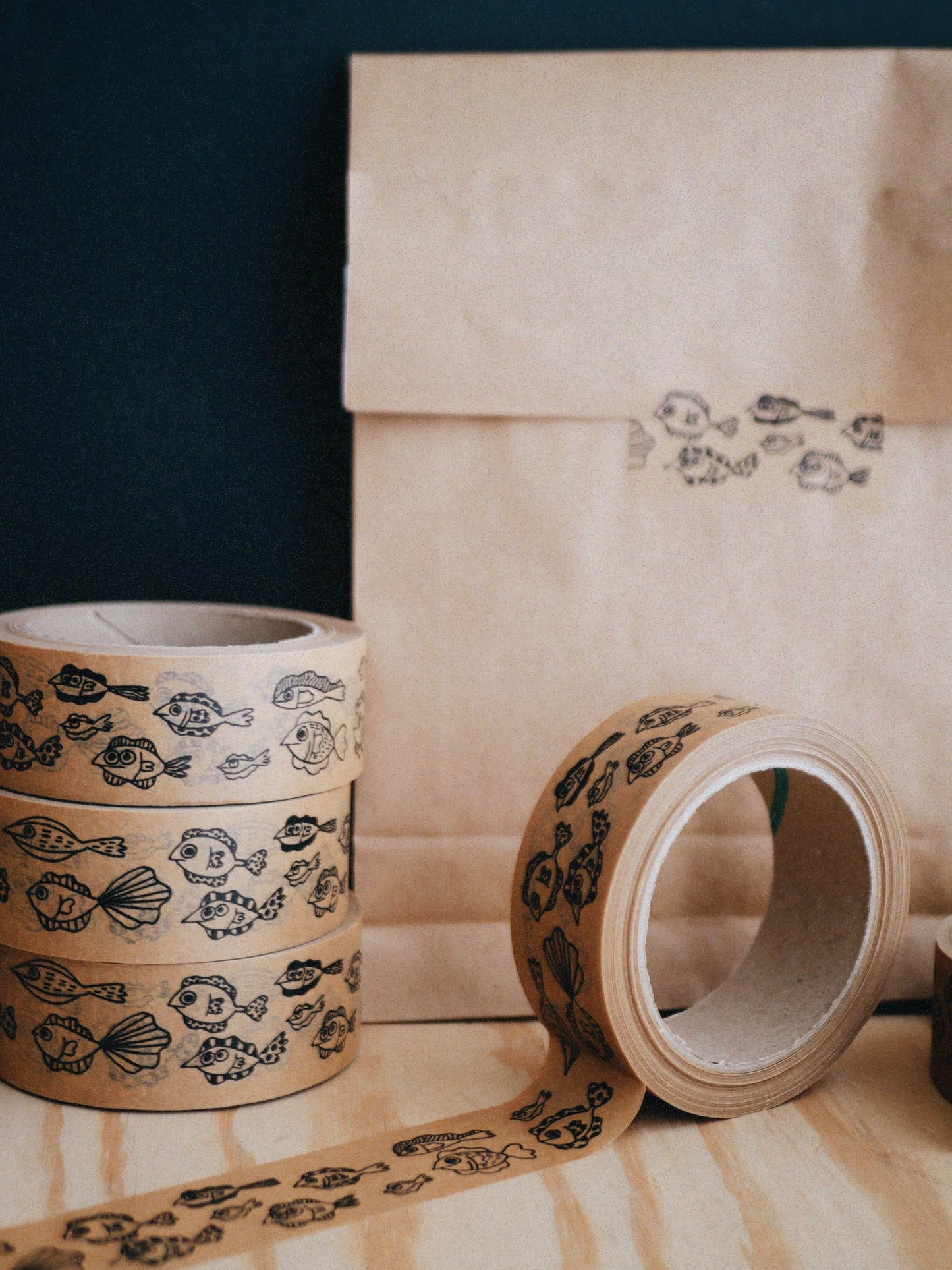 paper tape (wide) - fish