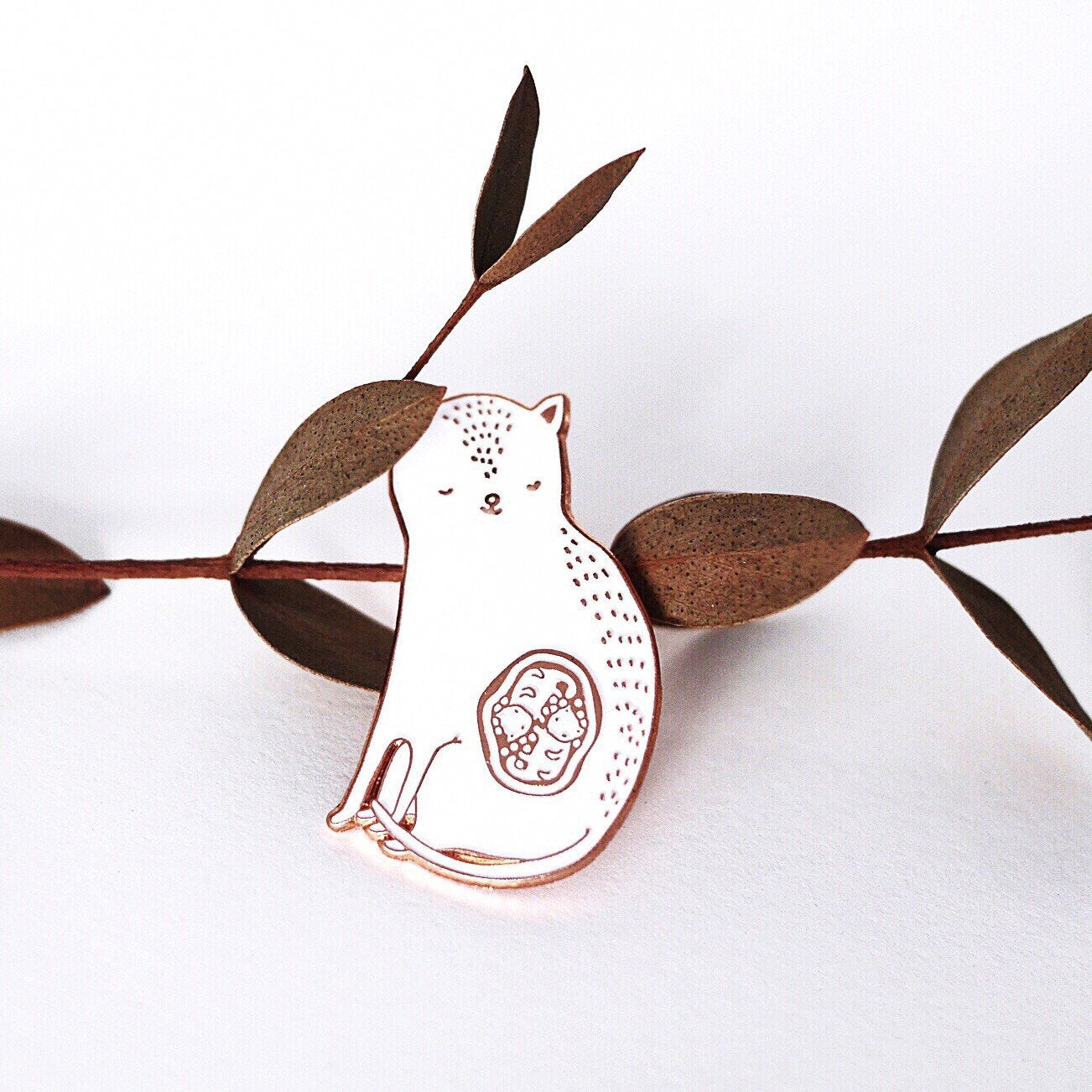 Cat mom Pin TWINS - rose gold