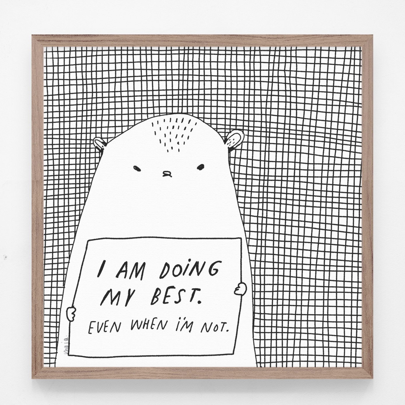 i do my best print, do my best, black and white print, cat illustration, cat print, art, majasbok, art print, print, line drawing, animal, animal print