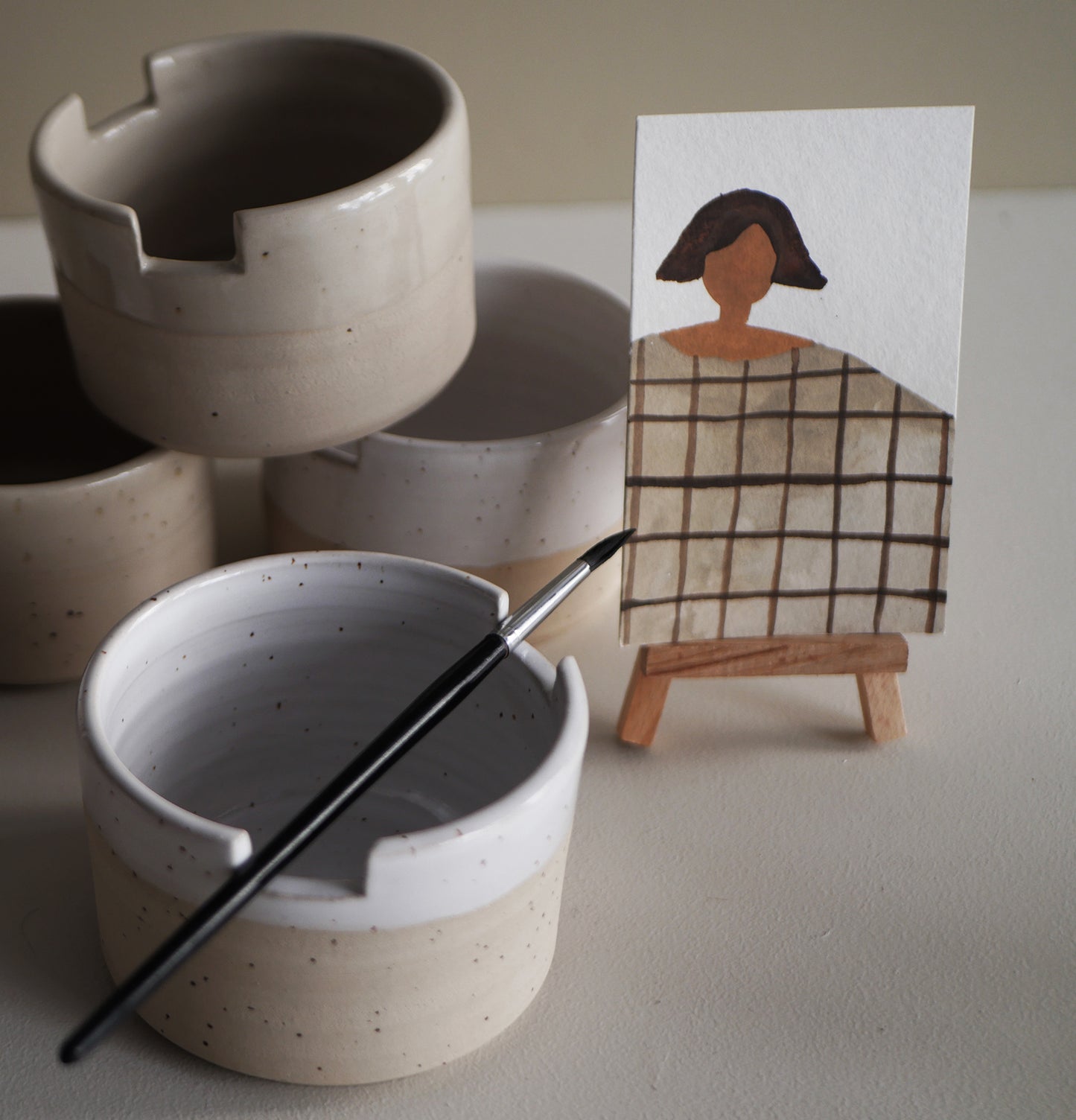 Ceramic MUG - with brush holder - made by Sanna Alvtegen