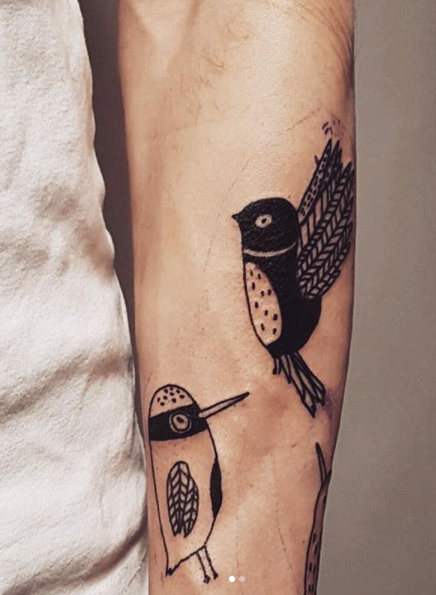 tattoo, bird tattoo, majasbok tattoo, line drawing tattoo, black and white tattoo, arm tattoo, tattoo illustration, tattoo birds, tatuering, tattoo inspo