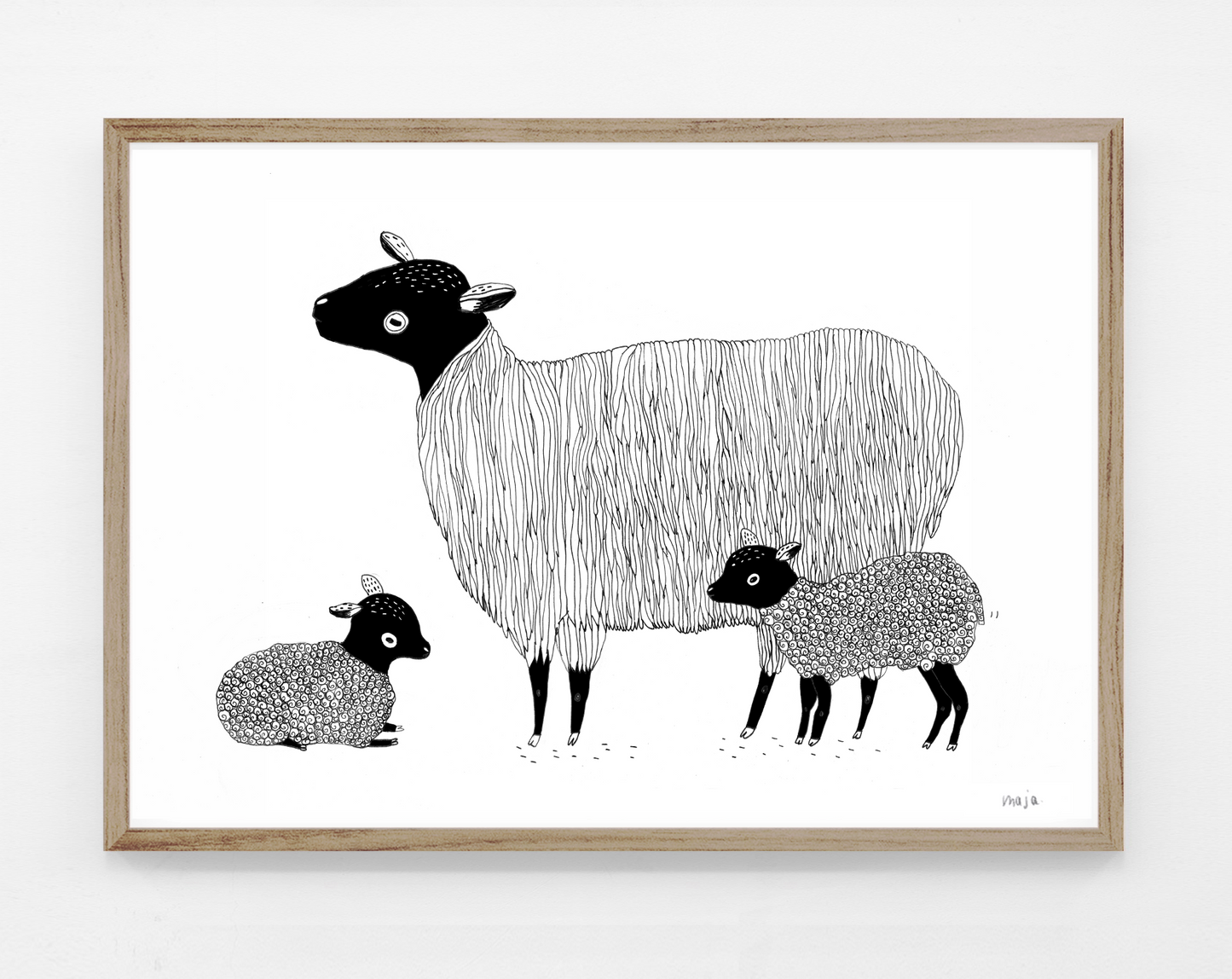 Sheep with baby, print