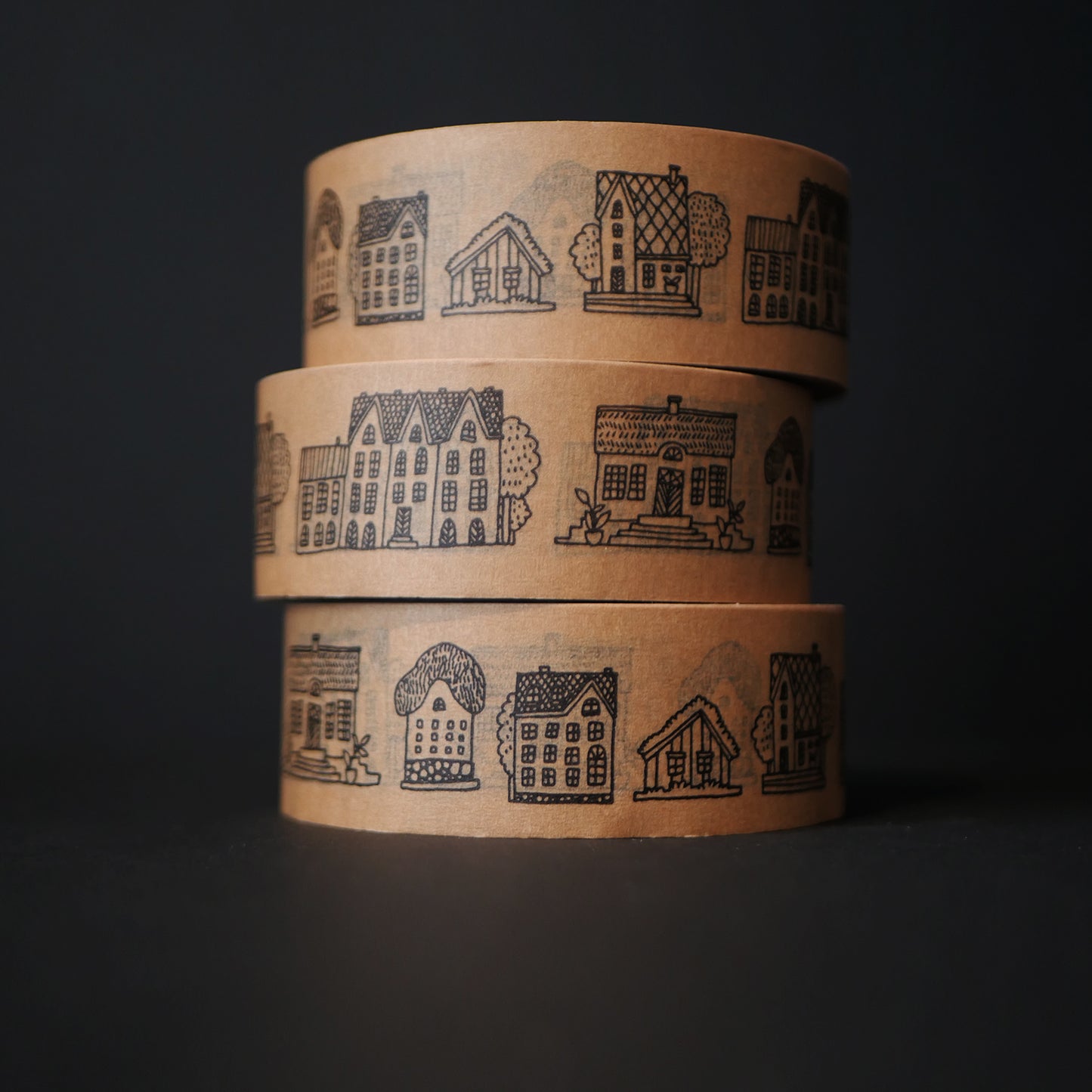 paper tape (wide) - houses