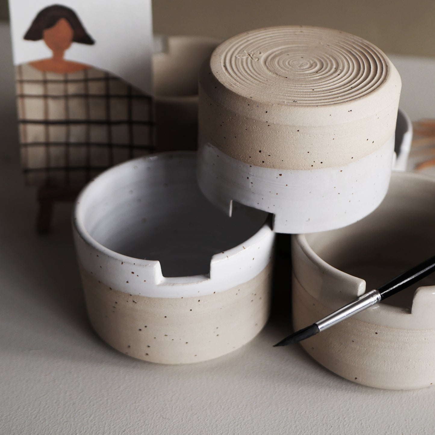 Ceramic MUG - with brush holder - made by Sanna Alvtegen